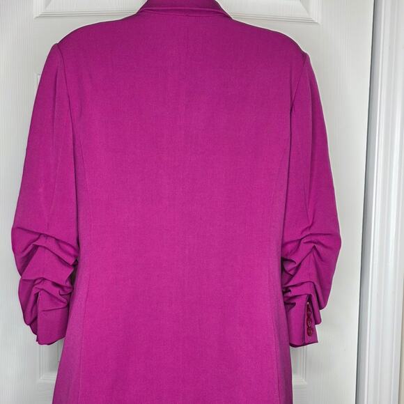 Michael Kors Magenta Ruched Sleeve Blazer NWT Sz 8 - Picture 7 of 13